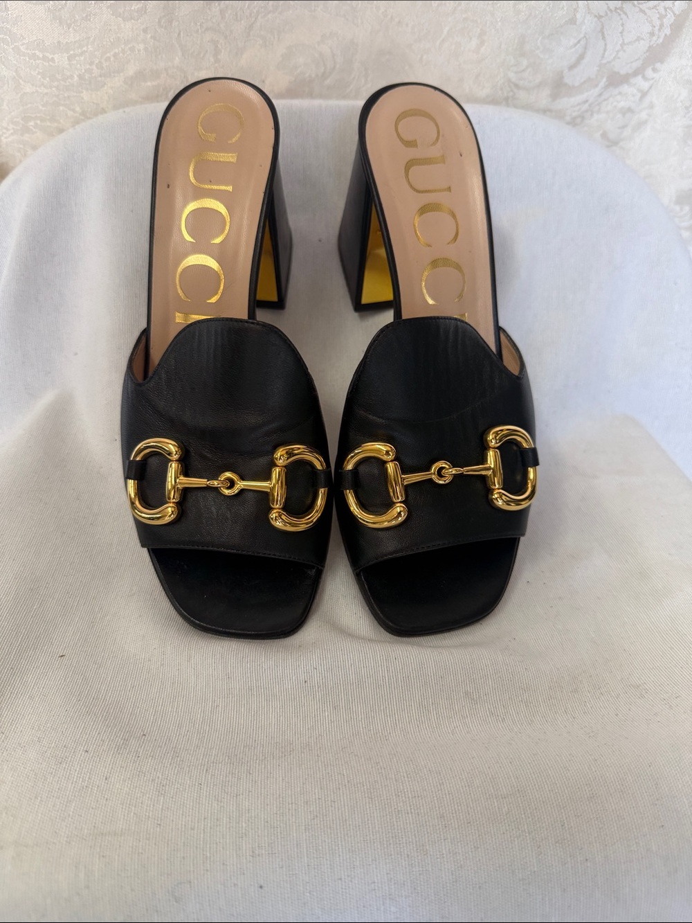 Gucci Black Leather Napa Horsebit Charlotte Sandal